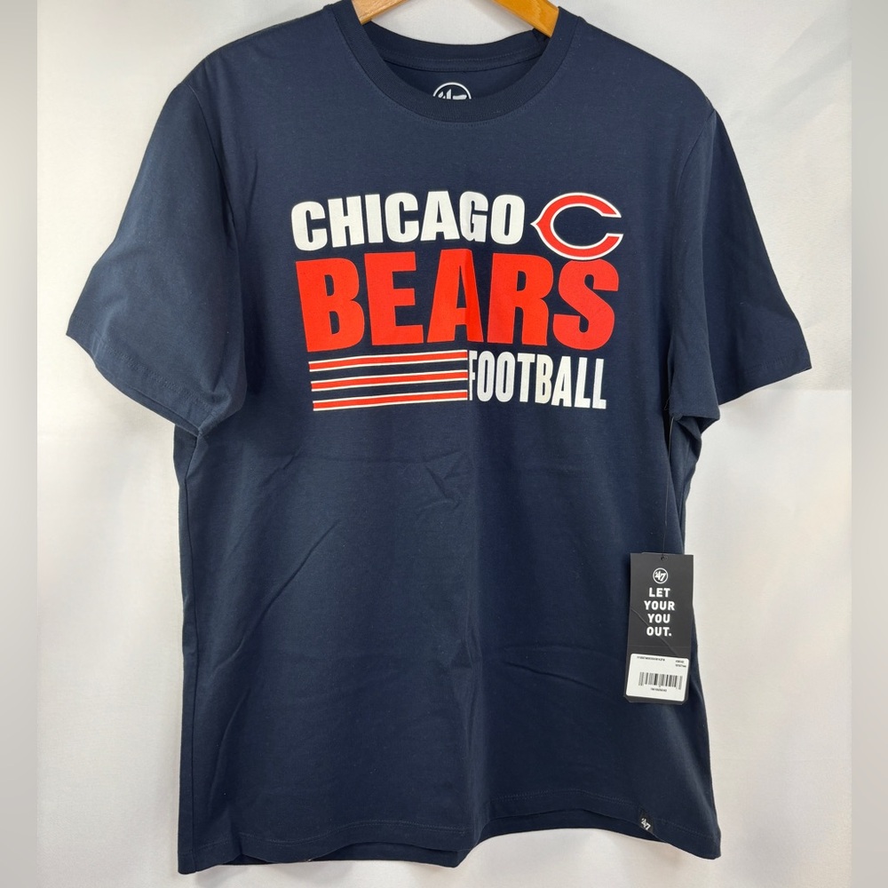 NEW '47 Chicago Bears Shirt Mens Medium Blue Short Sleeve Shirt NFL Football